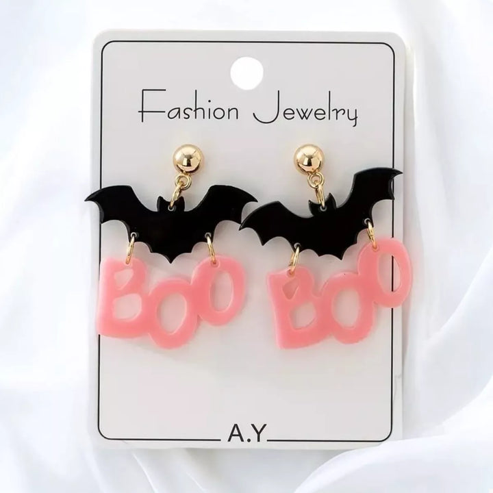 Halloween Bat Boo Dangle Earrings