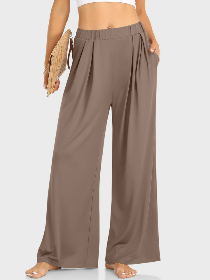 Elastic Waist Wide Leg Pants Pants