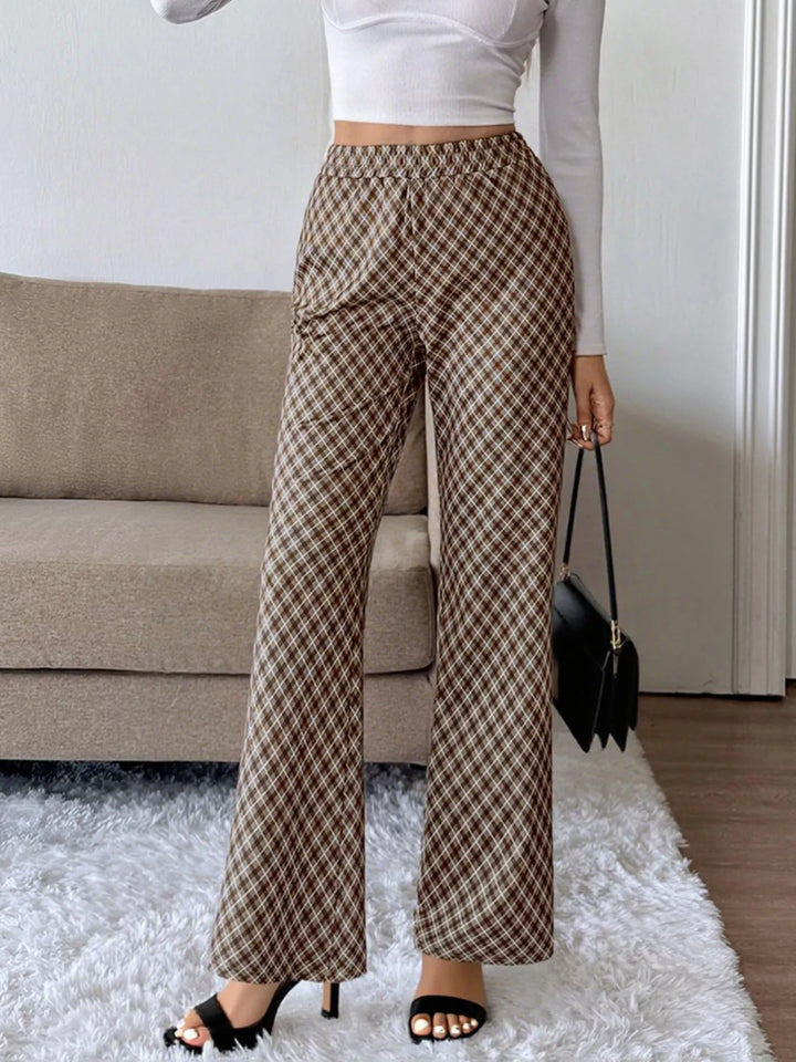 Plaid High-Waisted Wide Leg Pants