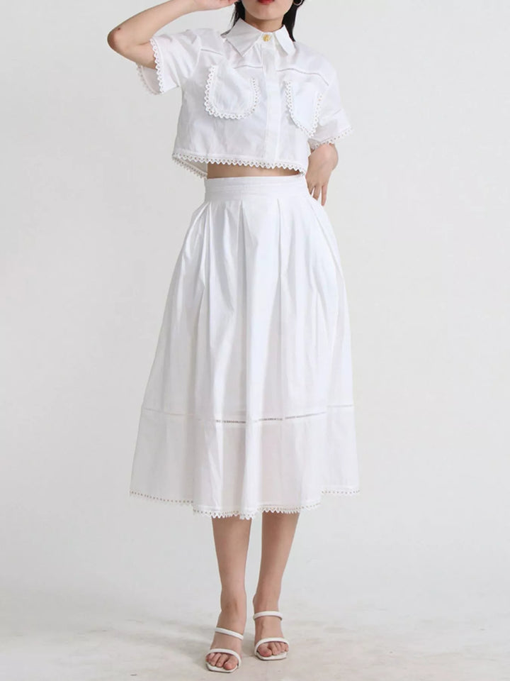 Short Sleeve Shirt and Skirt Set Two Piece Dresses