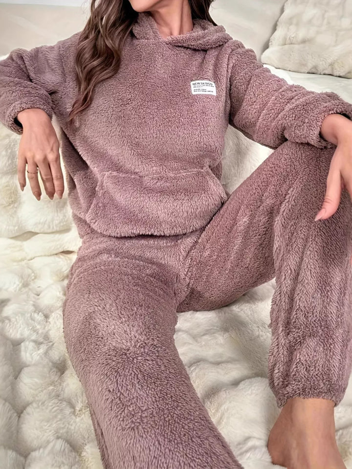 Kangaroo Pocket Long Sleeve Hoodie and Pants Lounge Set Lingerie & Nightwear