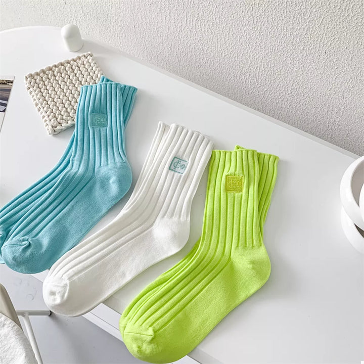 Breathable Ribbed Knit Crew Socks Lingerie & Nightwear