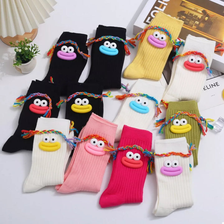 Cartoon Ribbed Knit Crew Socks Lingerie & Nightwear