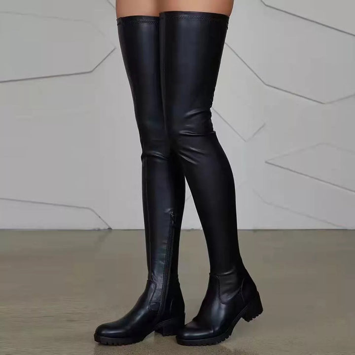 Over-the-Knee Block Heels Boots