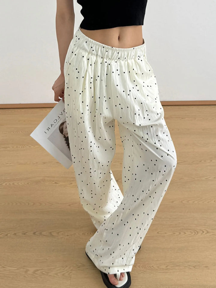 Polka Dot Wide Leg Relaxed Fit Pants