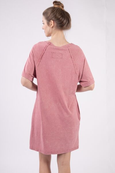 VERY J Washed Round Neck Mini Tee Dress Dresses