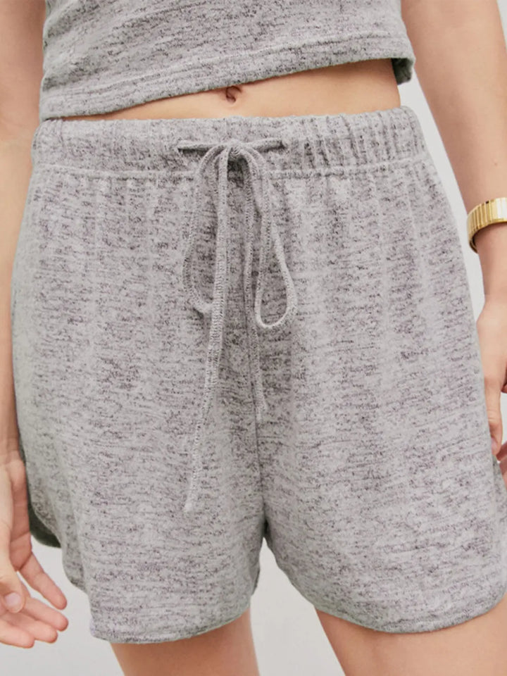 Quarter Button Sleeveless Top and Drawstring Shorts Lounge Set Lingerie & Nightwear