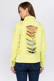 American Bazi Distressed Back Button Down Denim Jacket 