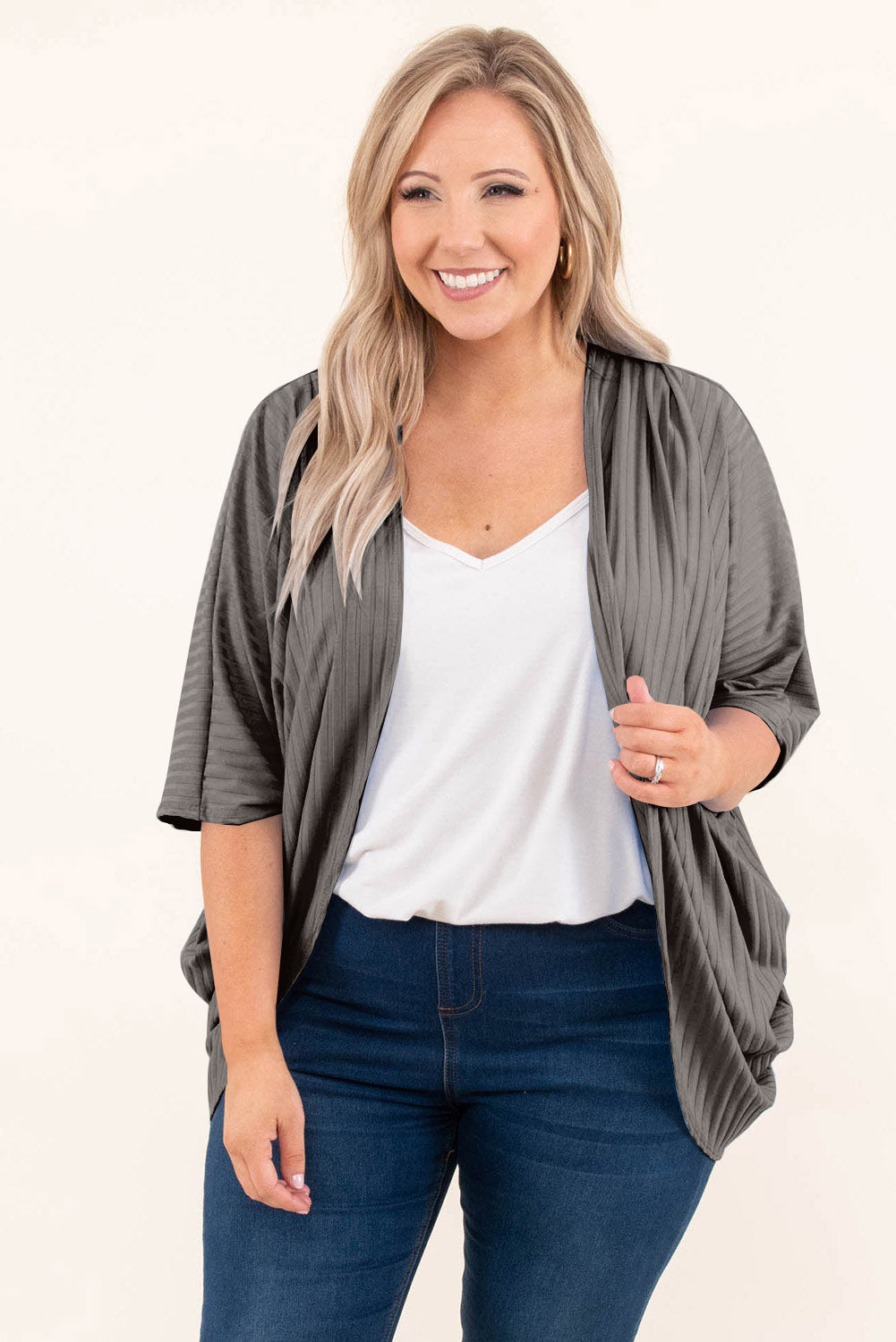 Plus Size Ribbed Cocoon Cover Up 