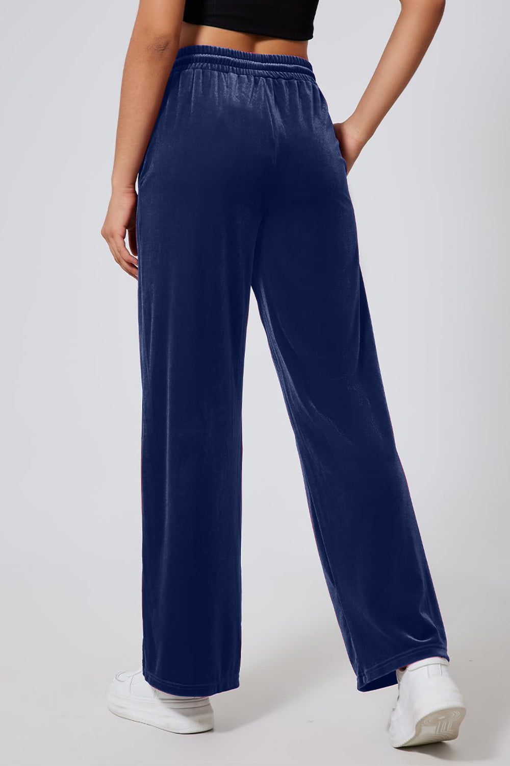 Drawstring Elastic Waist Straight Leg Pants 