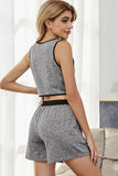 Shiny Heathered Contrast Trim Lounge Set Lingerie & Nightwear