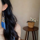 Alloy Rice Bead Dangle Earrings 