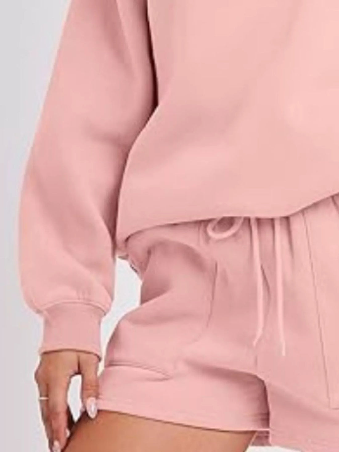 Round Neck Dropped Shoulder Top and Drawstring Shorts Set Two Piece Dresses