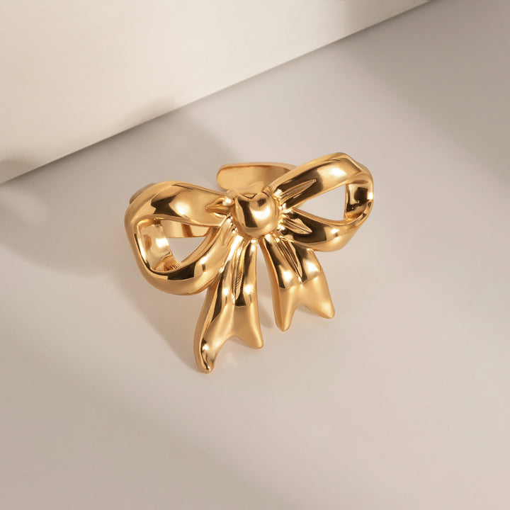 18K Gold-Plated Stainless Steel Bow Ring 