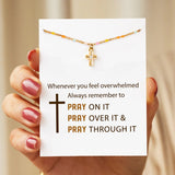 Inlaid Zircon 18K Gold-Plated Cross Bead Necklace 