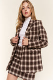 And The Why Full Size Plaid Brushed One Button Blazer 