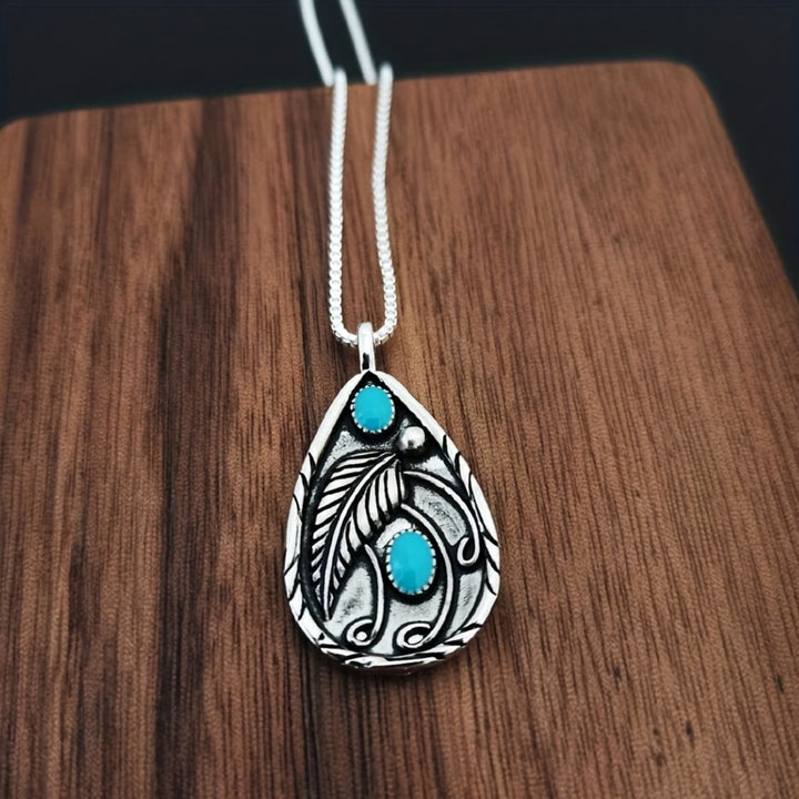 Alloy Artificial Turquoise Teardrop Pendant Necklace 