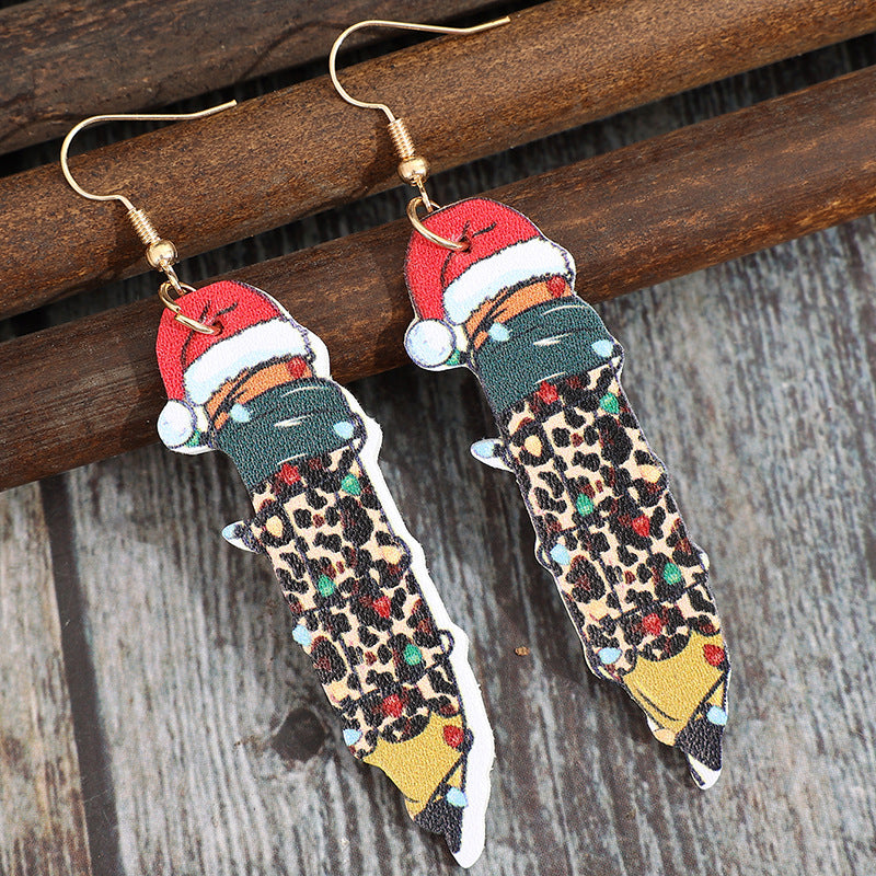 PU Leather Alloy Pencil Earrings 