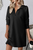 Double Take Textured Quarter Zip Long Sleeve Dress 