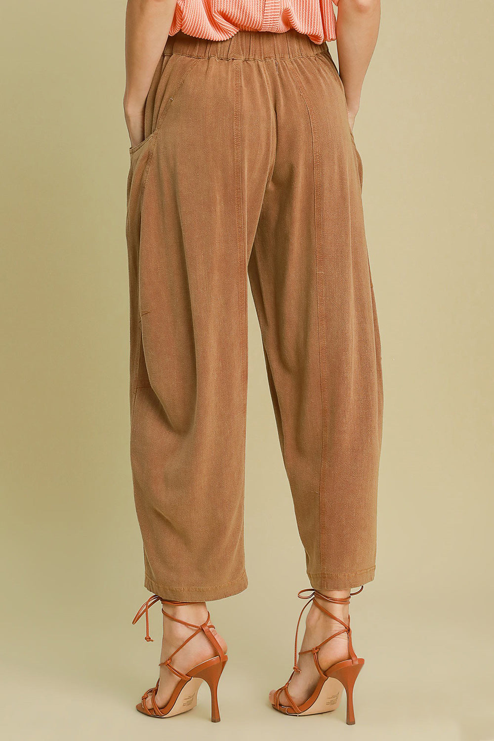 Umgee Elastic Waist Baggy Fit Pants with Pockets 