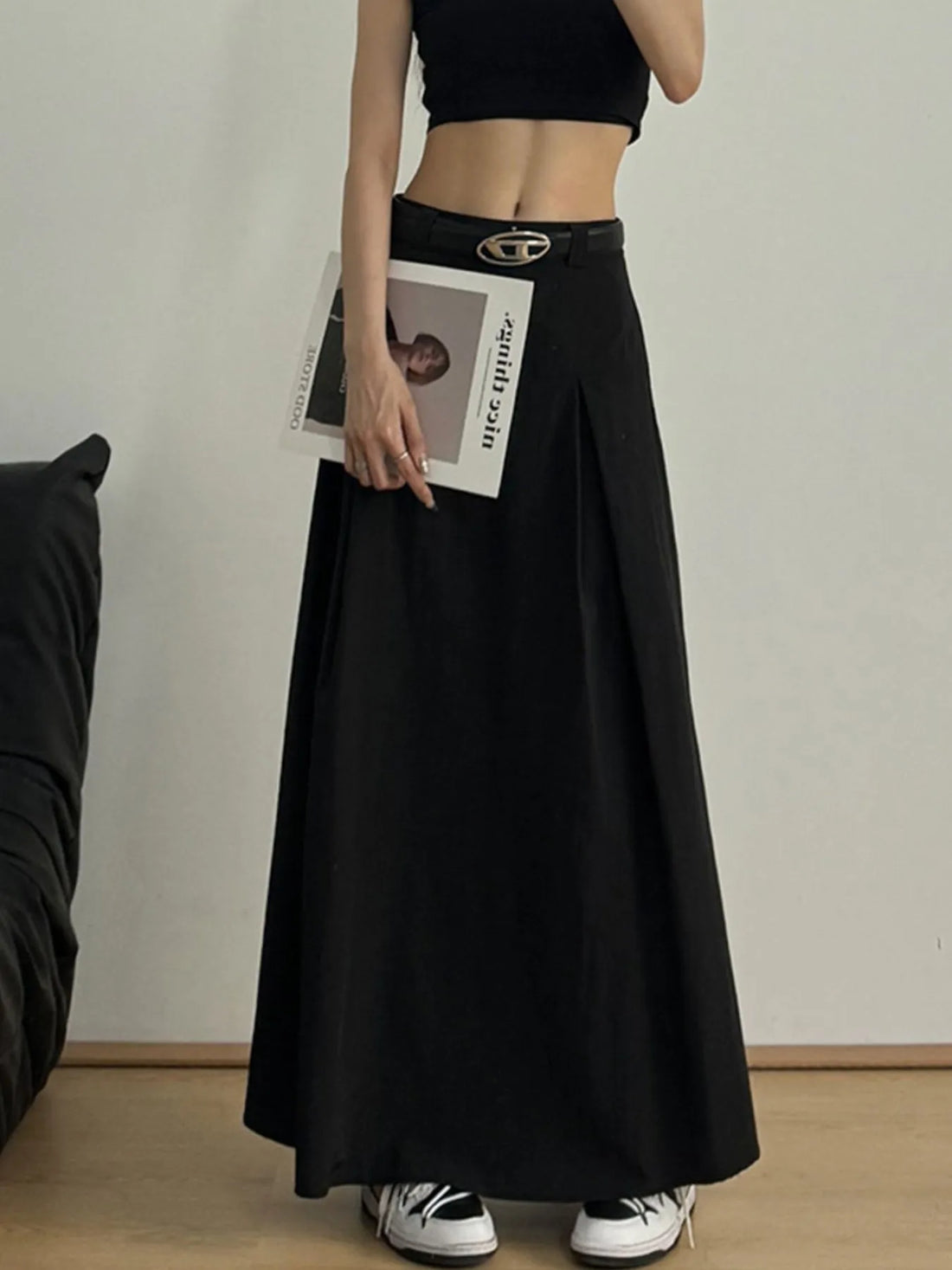 High Waist A-Line Maxi Skirt 
