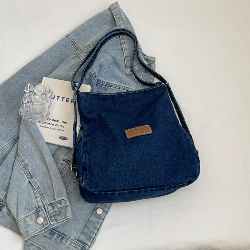 Adjustable Strap Denim Shoulder Bag 