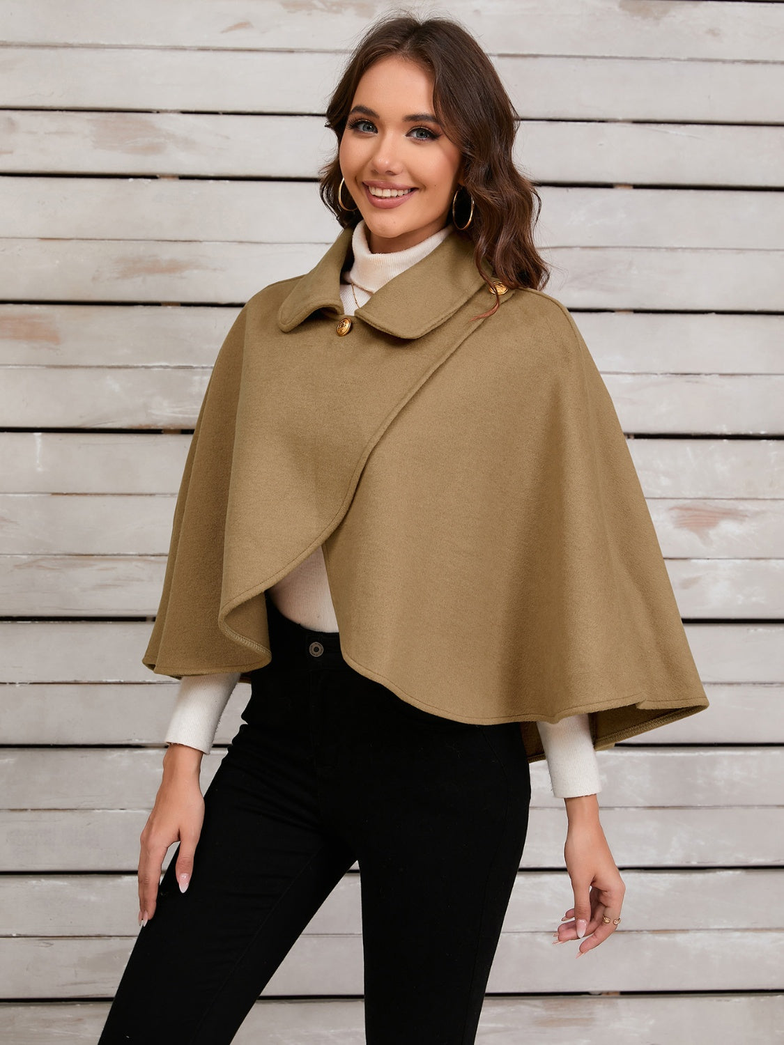 Collared Neck Cropped Cape 