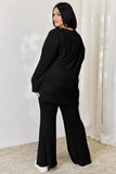 Basic Bae Full Size Ribbed High-Low Top and Wide Leg Pants Set 