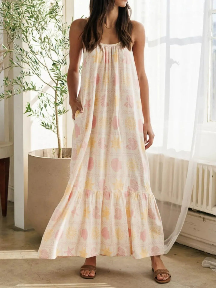 Printed Maxi Lounge Dress with Ruffled Hem Lingerie & Nightwear
