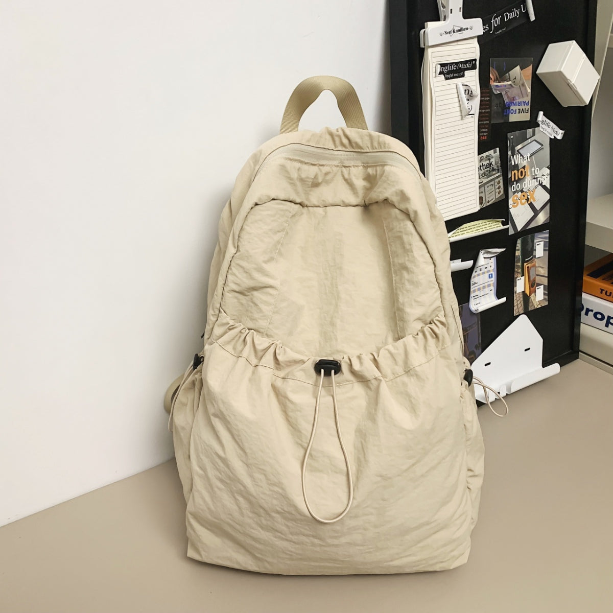 Drawstring Nylon Backpack Bag 