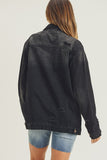 RISEN Full Size Distressed Long Sleeve Denim Jacket 
