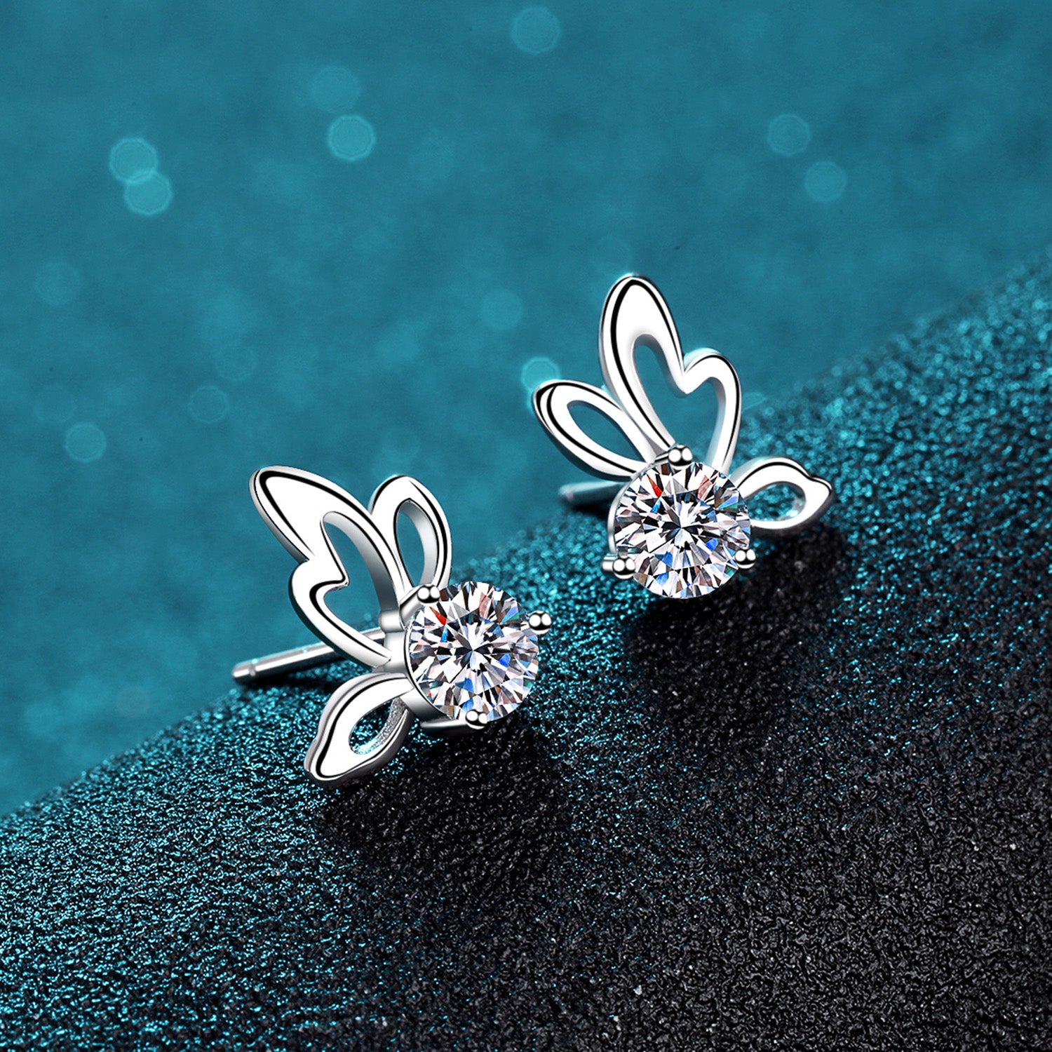 1 Carat Moissanite Butterfly Shape Earrings 