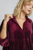 Umgee Full Size Polka Dot Button Up Half Sleeve Shirt 