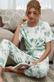 Shiny Tie-Dye Tee and Drawstring Waist Joggers Lounge Set Lingerie & Nightwear