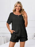 Notched Short Sleeve and Shorts Lounge Set Lingerie & Nightwear