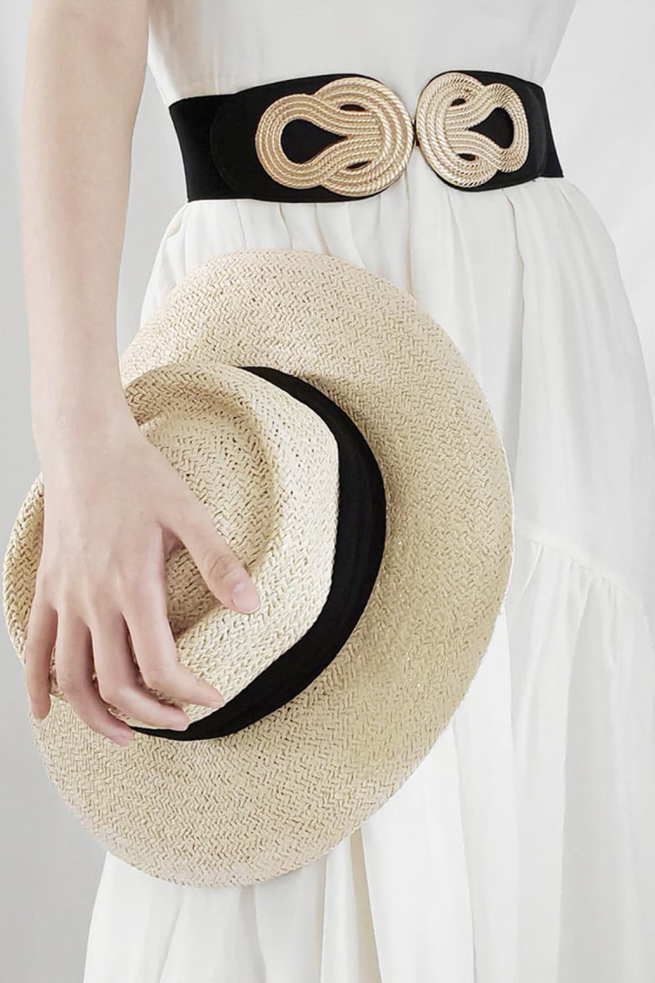 Twisted Alloy Buckle Wide Belt 