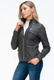 YMI Removable Faux Layered Multi-Pocket Jacket with Fuzzy Hood 