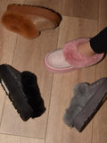 WILD DIVA Embellished Faux Fur Platform Booties 