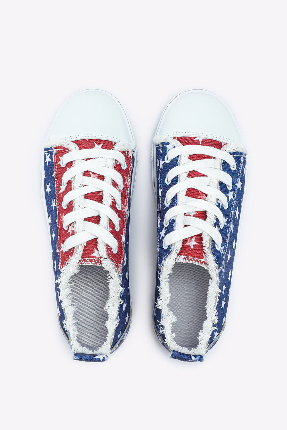 Multicolor American Flag Stars Printed Frayed Detail Lace-up Shoes Shoes & Bags/Women's Shoes