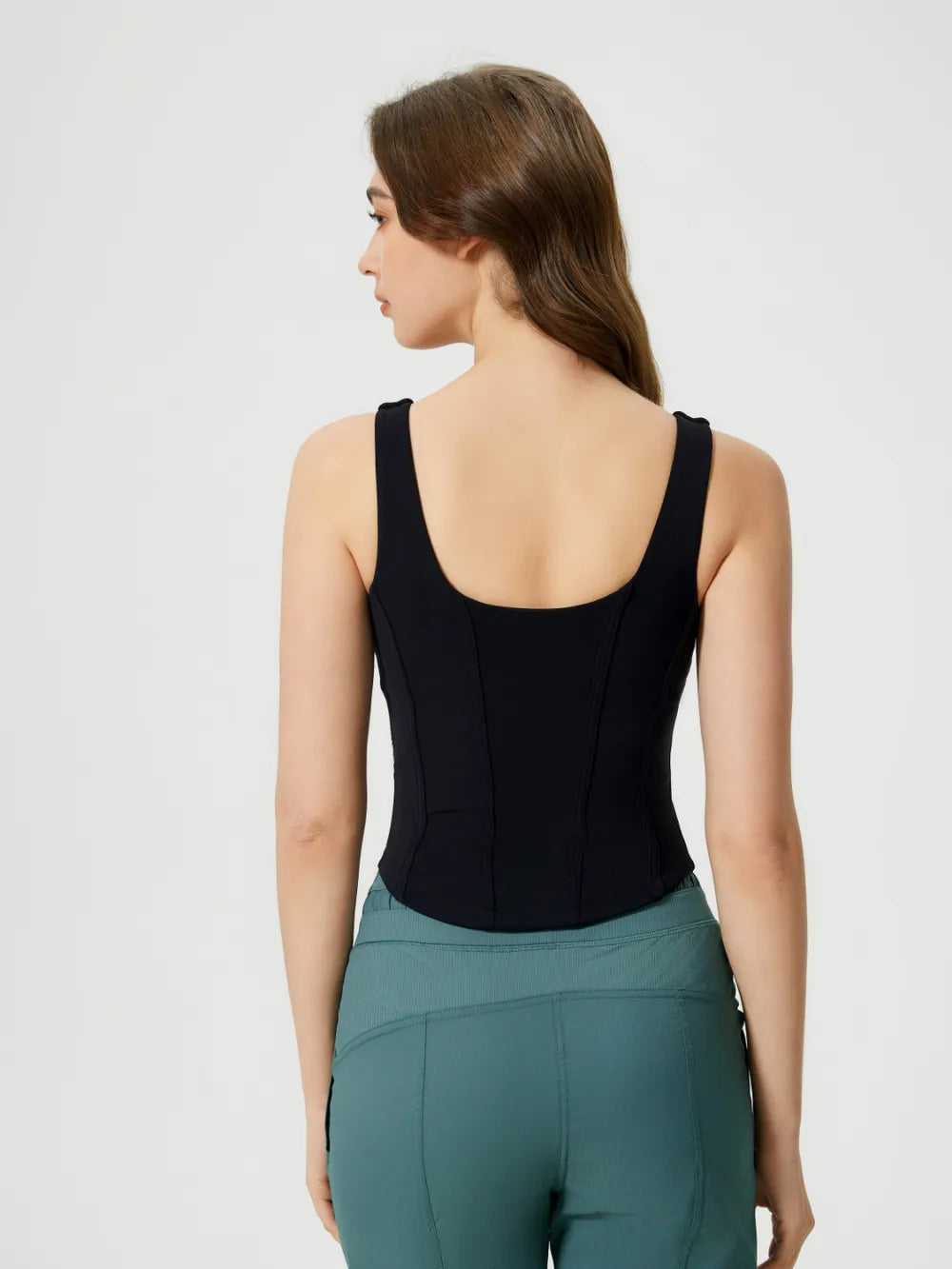 Millennia Round Neck Wide Strap Active Tank with Detachable Chest Pads 
