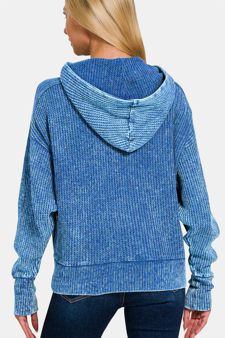 Zenana Washed Zip Up Hooded Jacket 