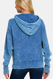Zenana Washed Zip Up Hooded Jacket 