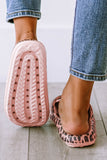 Pink Leopard Print Thick Sole Slip On Slippers Shoes & Bags/Slippers