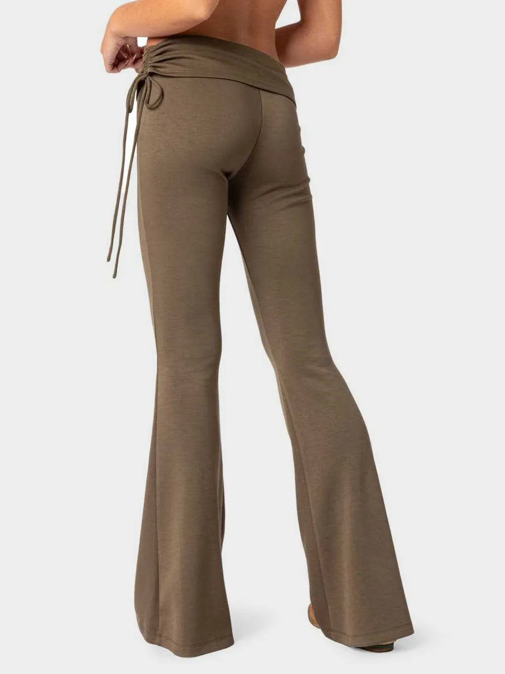 Drawstring Ruched Flare Pants 