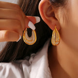 Copper Glass Stone U Shape Earrings 