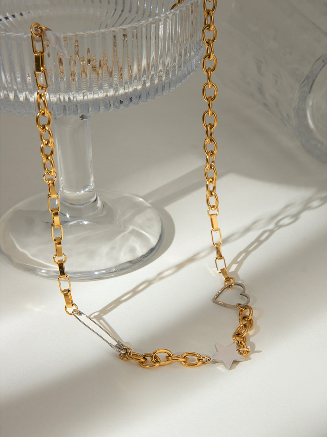 Stainless Steel Star Heart Necklace 