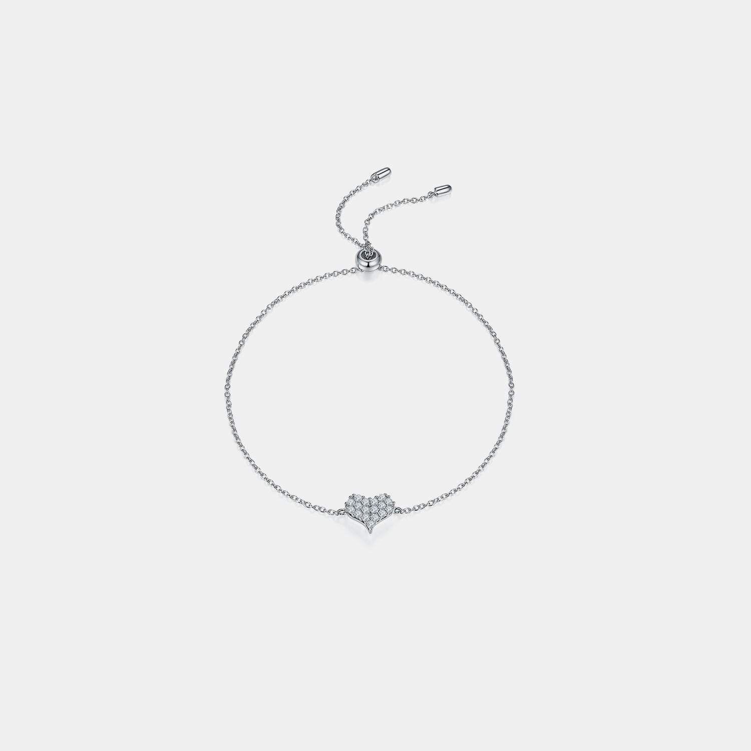 Moissanite 925 Sterling Silver Heart Bracelet 