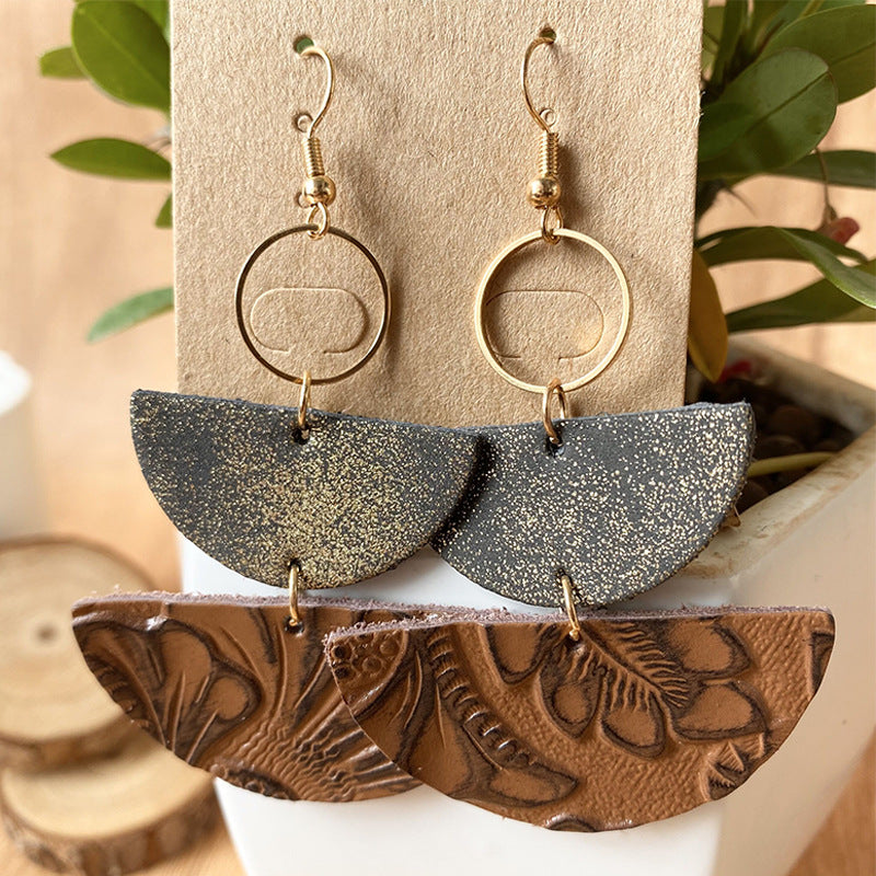 PU Semicircle Drop Earrings 