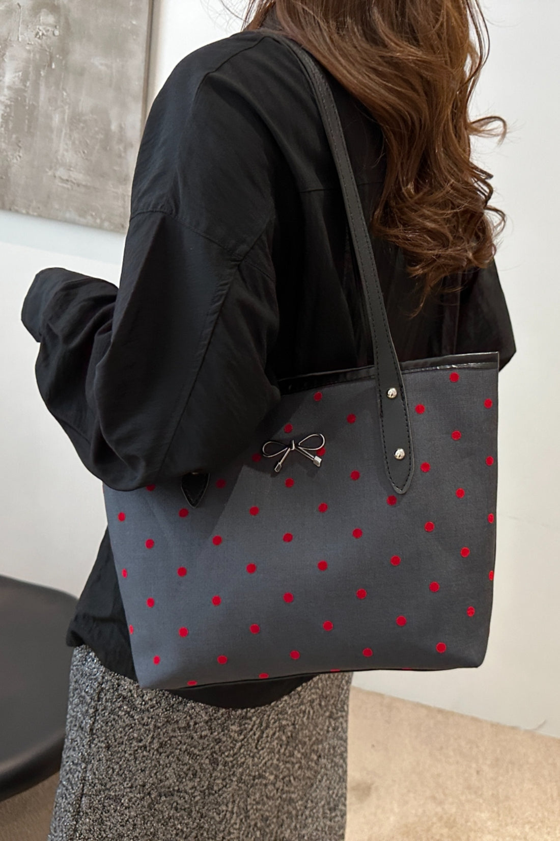 Bow Trim Polyester Tote Bag 