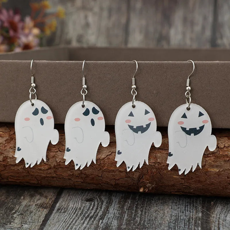 2 Piece Alloy Acrylic Ghost Dangle Earrings 